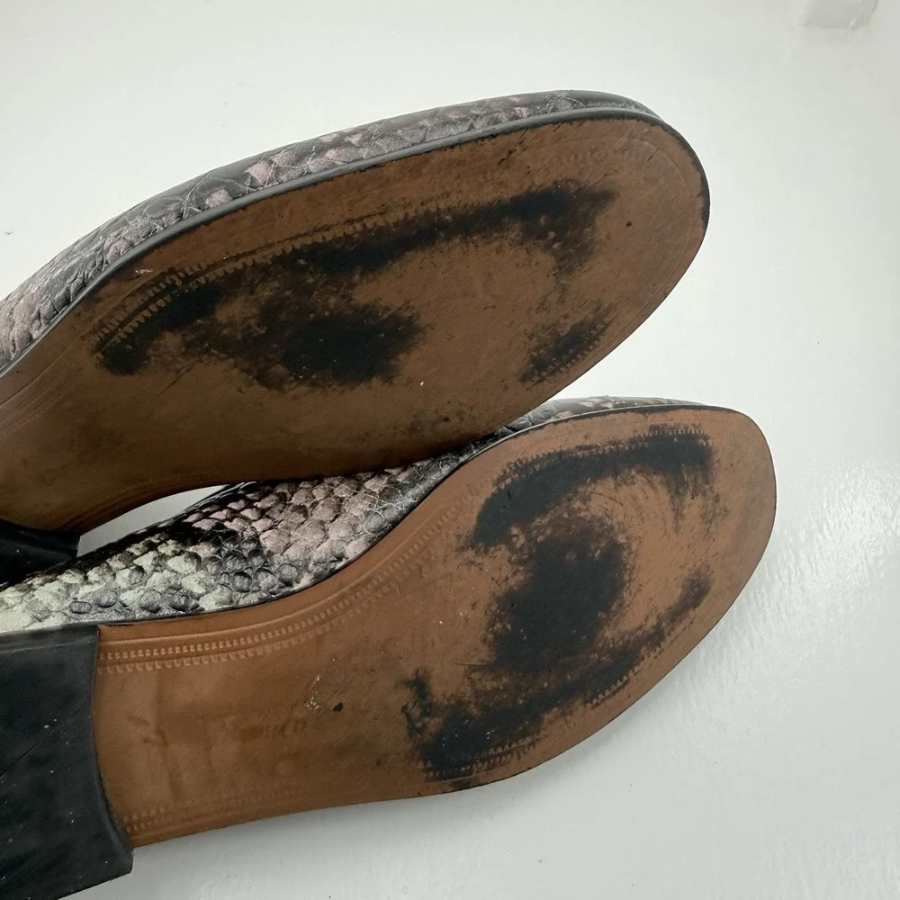 Sam Edelman Lior Wintergreen Snake Print Leather Bit Loafers Women's US Size 7 M